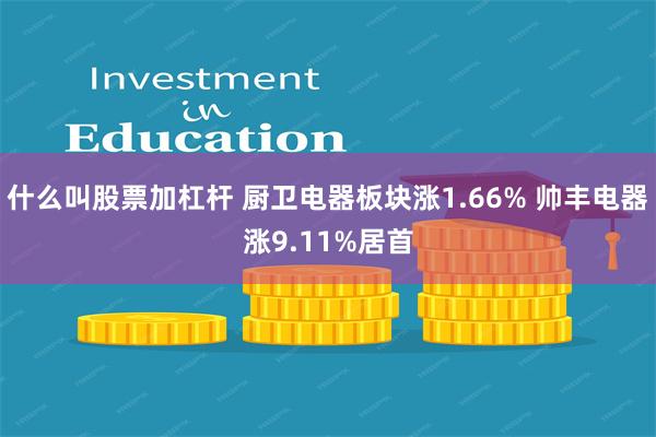 什么叫股票加杠杆 厨卫电器板块涨1.66% 帅丰电器涨9.11%居首