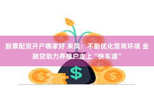 股票配资开户哪家好 来凤：不断优化营商环境 金融贷助力养殖户走上“快车道”